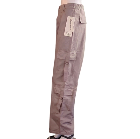 Wide Leg Cargo Pants, High Waist No Boundaries 100% Cotton - Picture 8 of 14
